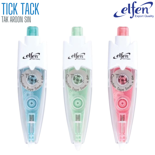 เทปลบคำผิด ELFEN TICK TACK ใช้ง่ายแค่คลิกเดียว ขนาด 5 มม. X 6 ม.