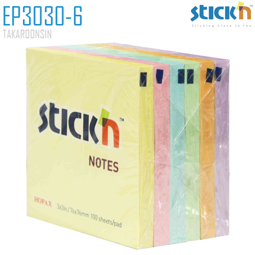 กระดาษโน้ต STICKN 3″x3″ คละสี PASTEL EP3030-6