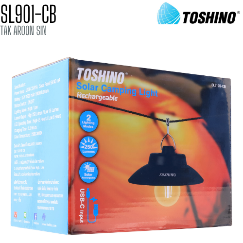 ไฟแคมป์ปิ้ง Solarcell แบบแขวน TOSHINO SL919S-CB