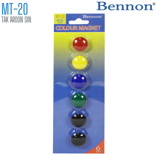เม็ดแม่เหล็กติดบอร์ด BENNON 20 มม. MT-20 คละสี (1x6)
