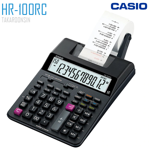 เครื่องคิดเลข CASIO 12 หลัก  HR-100RC + AD แบบพิมพ์ - อิ้งโรลล์