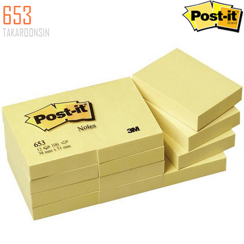 กระดาษโน๊ตกาวในตัว 653 (1.5x2 นิ้ว) สีเหลือง โพสต์-อิท โน้ต POST-IT