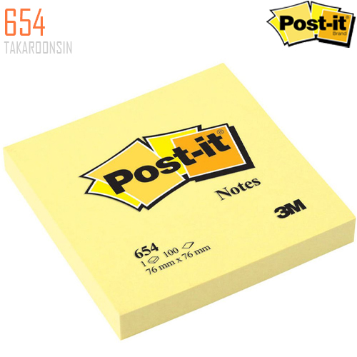 Post-it Notes 3M (3x3นิ้ว) #654 สีเหลือง 