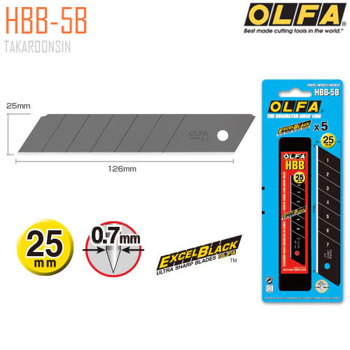 ใบมีดคัตเตอร์ชนิดพิเศษ OLFA HBB-5B (25mm)