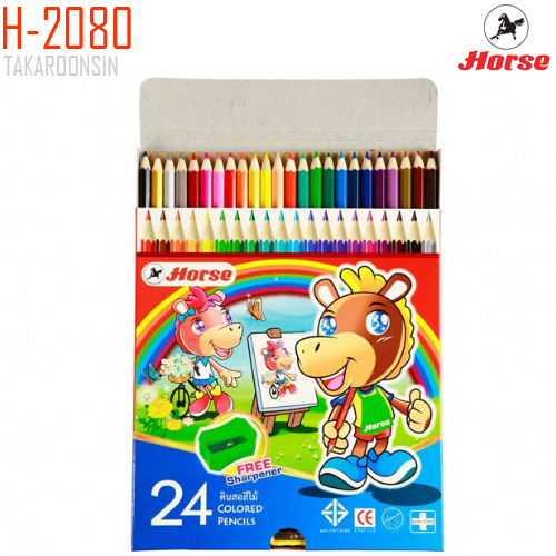  ดินสอสีพร้อมกบเหลา 24 สี ตราม้า H-2080