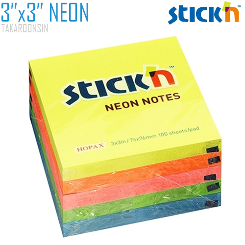 กระดาษโน้ต STICK N 3″x3″ คละสี NEON