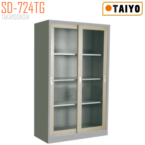 ตู้บานเลื่อนกระจกใส  มีกุญแจล็อค TAIYO รุ่น SD-724TG (มอก.353-2564)