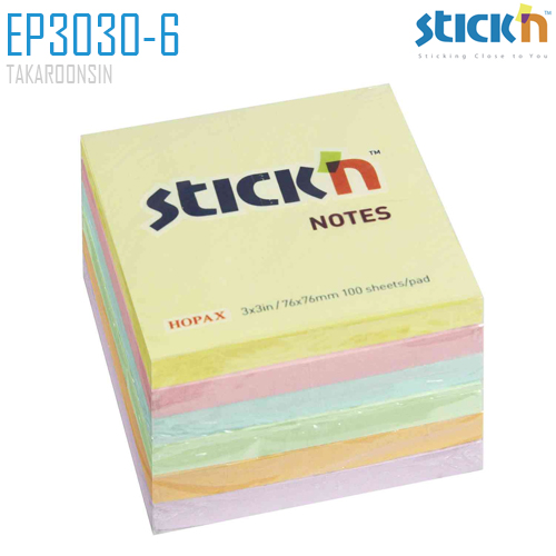 กระดาษโน้ต STICKN 3″x3″ คละสี PASTEL EP3030-6