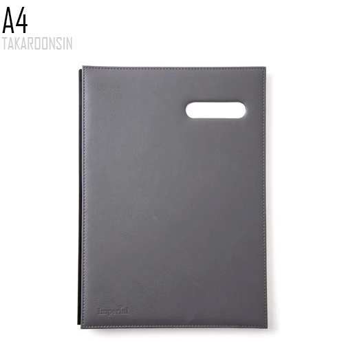 สมุดเสนอเซ็นปกหนัง A4 เทา อิมพีเรียล
