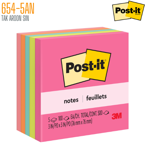 กระดาษโน๊ตกาวในตัว 654-5AN (3x3 นิ้ว) โพสต์-อิท โน้ต POST-IT