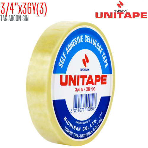 เทปใส 3/4 นิ้ว x 36 หลา UNITAPE แกน 3 นิ้ว