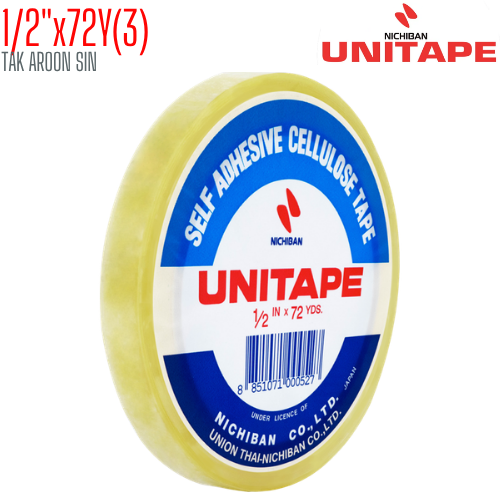 เทปใส 1/2 นิ้ว x 72 หลา UNITAPE แกน 3 นิ้ว