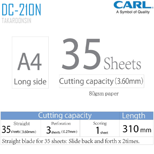 แท่นตัดกระดาษแบบลูกกลิ้ง CARL DC-210N(A4) Slide Cutter