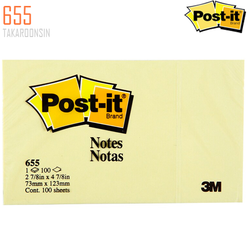 กระดาษโน๊ตกาวในตัว 655 (3x5 นิ้ว) สีเหลือง โพสต์-อิท โน้ต POST-IT
