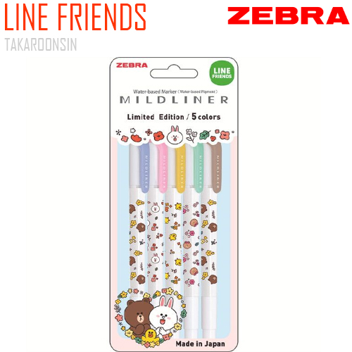 ปากกาเน้นข้อความ ZEBRA MILDLINER LINE FRIENDS (ชุด 5 สี)