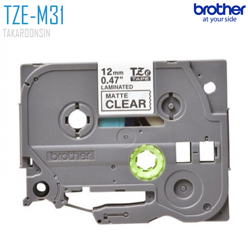 เทปพิมพ์ฉลาก 12 มิล BROTHER TZE-M31 (พื้นเทปสีใส ตัวอักษรสีดำ)