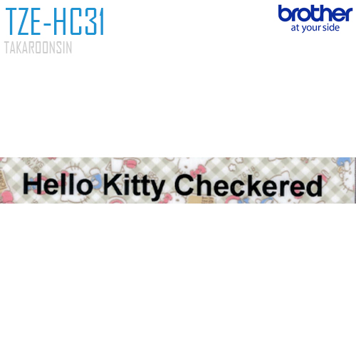 เทปพิมพ์ฉลาก 12 มิล BROTHER TZE-HC31 (พื้นเทปลาย hello kitty ตัวอักษรสีดำ)