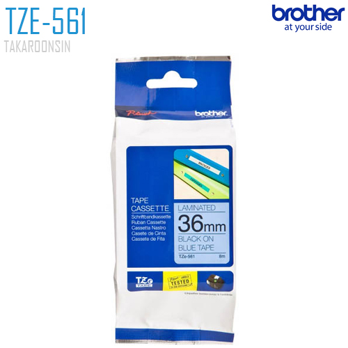 เทปพิมพ์ฉลาก 36 มิล BROTHER TZE-561 (พื้นเทปสีน้ำเงิน ตัวอักษรสีดำ)