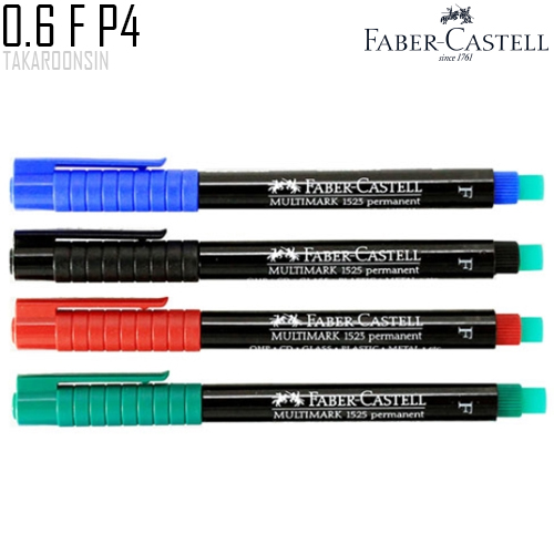 ปากกาเขียนแผ่นใสลบไม่ได้ 0.6 มม.แบบแพ็ค 4 สี Faber-Castell