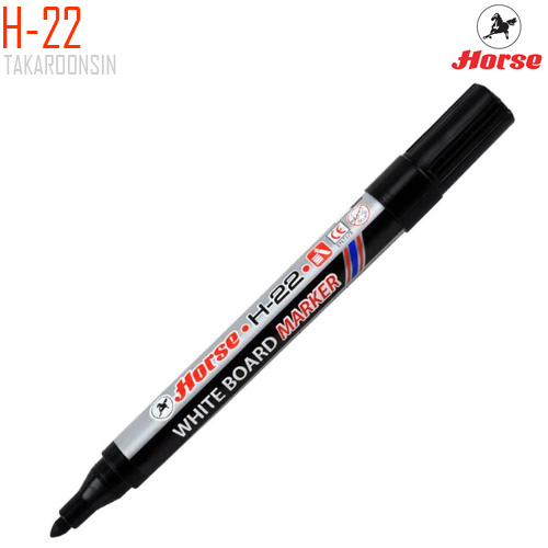 ปากกาไวท์บอร์ด 2 มม. ดำ ตราม้า H-22
