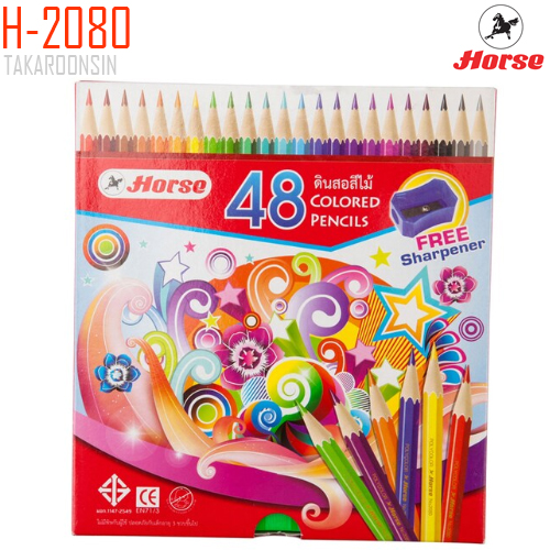 ดินสอสีไม้ 48 สี พร้อมกบเหลา ตราม้า H-2080