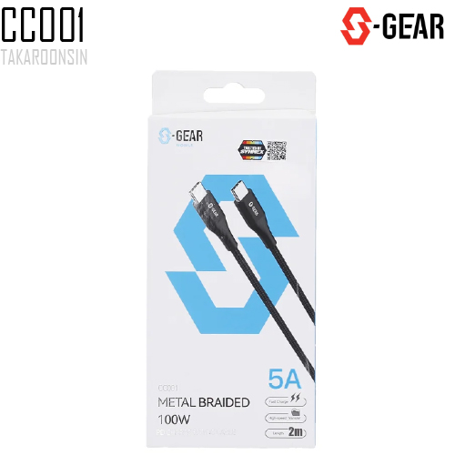 สายชาร์จ S-Gear CC001-Metal Braided USB-C to USB-C Cable 2m