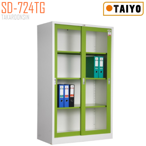 ตู้บานเลื่อนกระจกใส  มีกุญแจล็อค TAIYO รุ่น SD-724TG (มอก.353-2564)