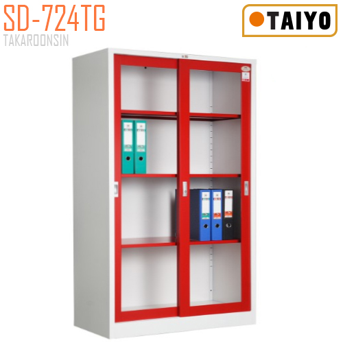 ตู้บานเลื่อนกระจกใส  มีกุญแจล็อค TAIYO รุ่น SD-724TG (มอก.353-2564)