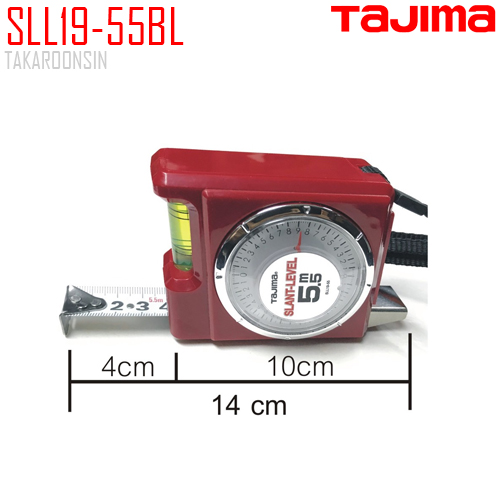 ตลับเมตรพร้อมตัวบอกองศาและวัดระดับน้ำในตัว SLL19-55BL ยาว 5.5 ม. TAJIMA