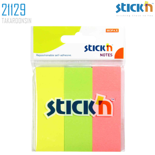 กระดาษโน้ต STICKN 3″x1″ คละสี นีออน 21129 (1x3)