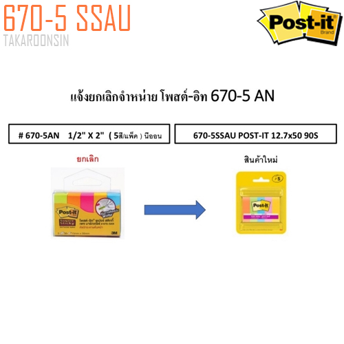 โพสต์-อิท เพจมาร์กเกอร์ 670-5SSAU (1.5x5 ซ.ม.) สีนีออน POST-IT