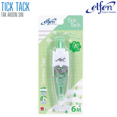 เทปลบคำผิด ELFEN TICK TACK ยาว 6 ม. (ใช้ง่ายแค่คลิกเดียว)