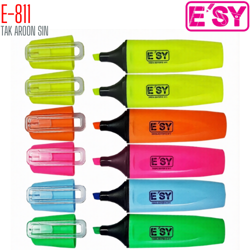 ปากกาเน้นข้อความ ESY E-811 คละสี (แพ็ค 6 แท่ง)