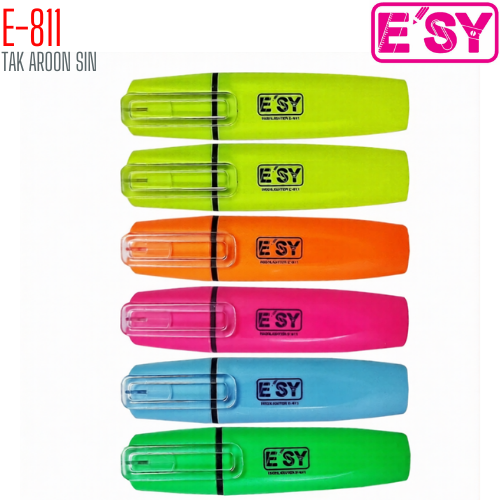 ปากกาเน้นข้อความ ESY E-811 คละสี (แพ็ค 6 แท่ง)
