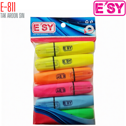 ปากกาเน้นข้อความ ESY E-811 คละสี (แพ็ค 6 แท่ง)