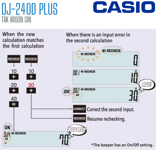 เครื่องคิดเลข CASIO 14 หลัก DJ-240D PLUS แบบมีฟังส์ชั่น