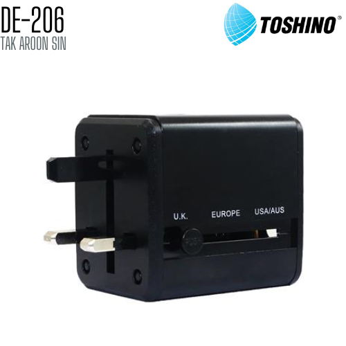 ปลั๊กแปลง TOSHINO DE-206 4 in 1 + 2 USB 