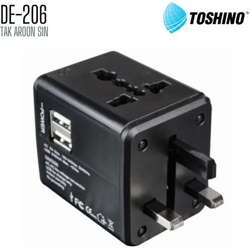 ปลั๊กแปลง TOSHINO DE-206 4 in 1 + 2 USB 