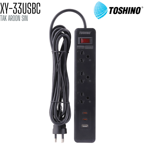 รางปลั๊กไฟ Toshino XY-33USBC ความยาว 3 เมตร + 1 USB 2 TYPE C