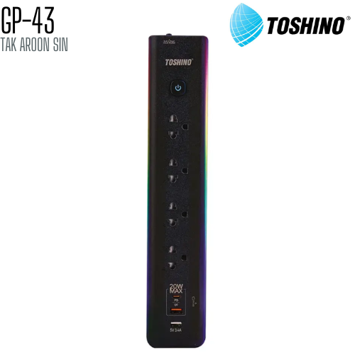 รางปลั๊กไฟ Toshino GP-43 ความยาว 3 เมตร + 2 USB 1 TYPE C