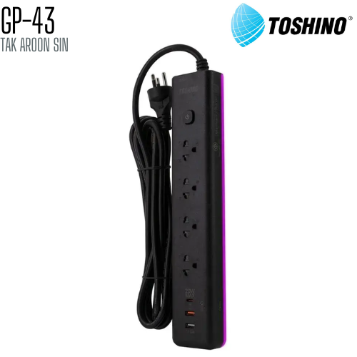 รางปลั๊กไฟ Toshino GP-43 ความยาว 3 เมตร + 2 USB 1 TYPE C
