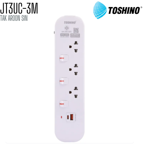 รางปลั๊กไฟ Toshino JT3UC-3M ความยาว 3 เมตร + 1 USB 1 TYPE C