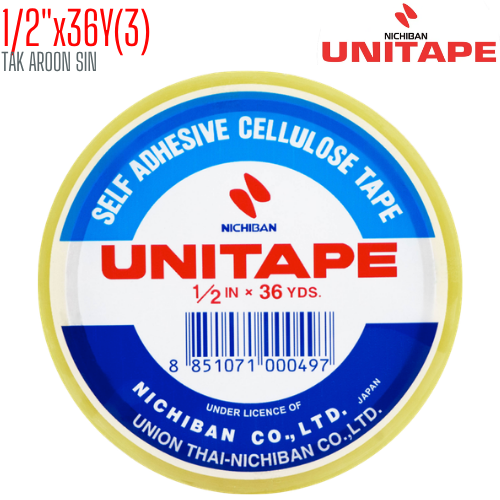 เทปใส 1/2 นิ้ว x 36 หลา UNITAPE แกน 3 นิ้ว