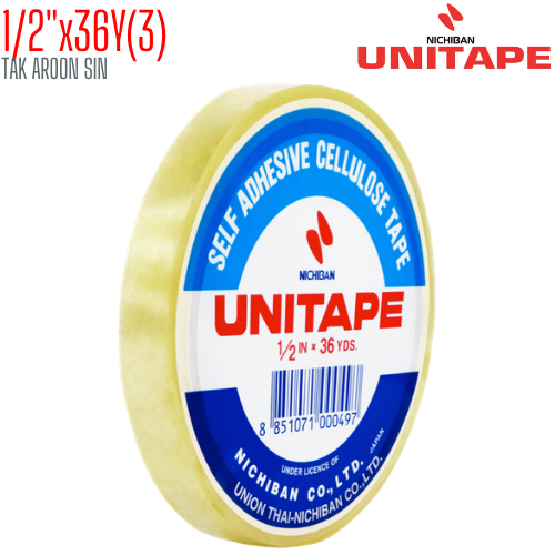 เทปใส 1/2 นิ้ว x 36 หลา UNITAPE แกน 3 นิ้ว