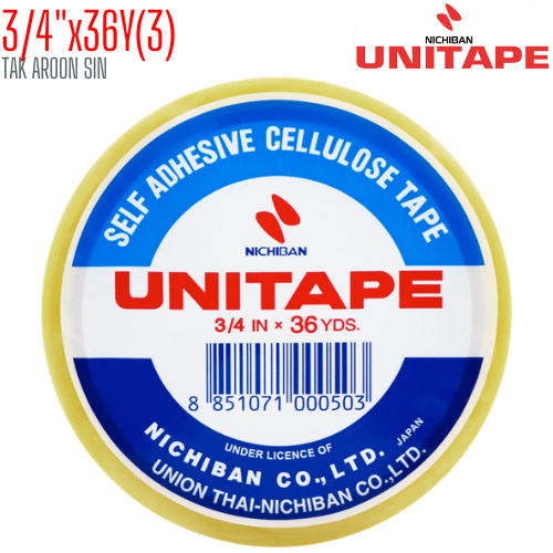 เทปใส 3/4 นิ้ว x 36 หลา UNITAPE แกน 3 นิ้ว