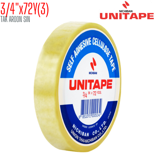 เทปใส 3/4 นิ้ว x 72 หลา UNITAPE แกน 3 นิ้ว