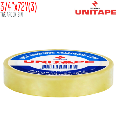เทปใส 3/4 นิ้ว x 72 หลา UNITAPE แกน 3 นิ้ว