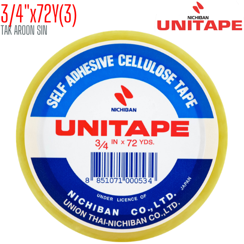 เทปใส 3/4 นิ้ว x 72 หลา UNITAPE แกน 3 นิ้ว