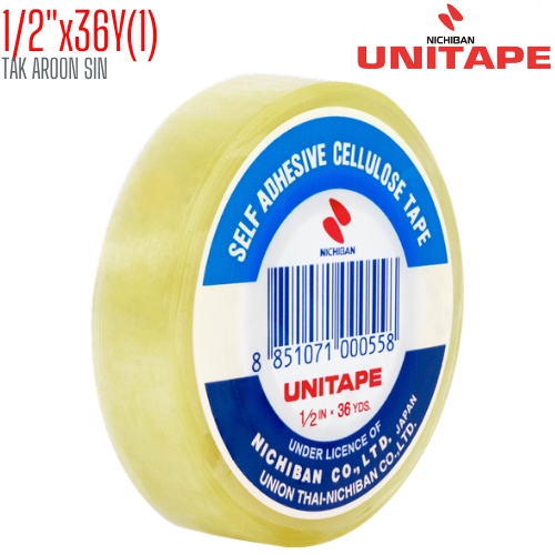 เทปใส 1/2 นิ้ว x 36 หลา UNITAPE แกน 1 นิ้ว