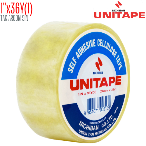 เทปใส 1 นิ้ว x 36 หลา UNITAPE แกน 1 นิ้ว